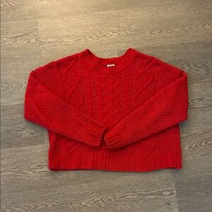 Garage Vibrant Red Cable Knit Sweater